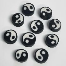 Fimohelmi yin/yang musta n. 8-9 mm 10 kpl