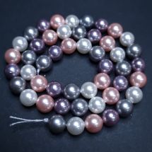 Shell Pearl-helmi pyöreä 8 mm värilajitelma valkoinen/ vaaleanpunainen/ mauve/ harmaa nauha