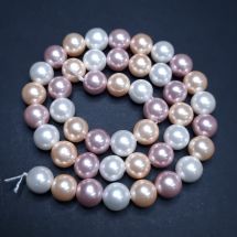 Shell Pearl-helmi pyöreä 8 mm värilajitelma valkoinen/ persikka/ mauve nauha