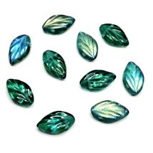 Lehti "pyökki" 7x11 mm kirkas smaragdinvihreä / AB 10 kpl