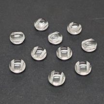 Litteä pyöreä kaksireikäinen lasihelmi 8 mm kirkas 10 kpl