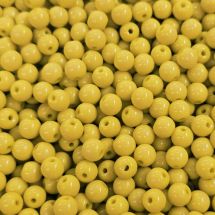 Pyöreähkö lasihelmi opaakki tumma sitruunankeltainen 6 mm 30 kpl