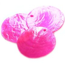 Ohut simpukankuoririipus pyöreä 3.5 cm fuksia