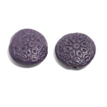 Keramiikkahelmi ornamenttikuvioitu pastilli n. 24 mm tumma violetti 5 kpl