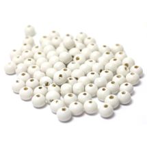Puuhelmi pyöreähkö 5x6 mm maalattu valkoinen n. 10 g