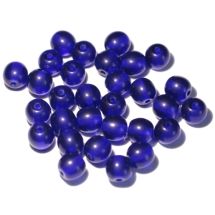 Pyöreä lasihelmi kirkas koboltti