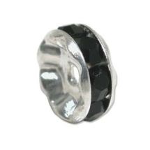 Metallihelmi hopeoitu strassirondelli 6x2 mm OP jet