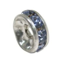 Metallihelmi hopeoitu strassirondelli 10x3 mm KI lt. sapphire