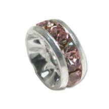 Metallihelmi hopeoitu strassirondelli 10x3 mm KI pink