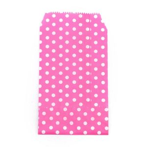 Lahjapussi 8x15 cm pilkku pinkki / valkoinen