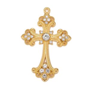 Metalliriipus iso risti "Madonna" 7,5x5 cm kullanvärinen/ kirkkaat strassit 1 kpl