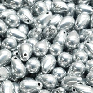 Pisarahelmi 9x6 mm metallihohto hopea 10 kpl