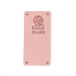Kangasmerkki keinomokkaa Handmade/ lankakerä pink nude 50x25 mm