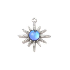 Metallimaskotti platinanvärinen aurinko sininen AB epoksi 28x25 mm