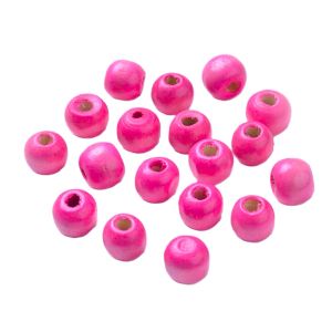 Puuhelmi pyöreähkö n. 10x9 mm maalattu hot pink n. 10g