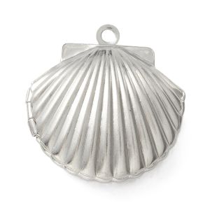 Metalliriipus ja lukko avattava medaljonki uurrekuvioitu simpukka 304 terästä 23,5x22 mm