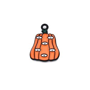 Metalliemalimaskotti "silmäkurpitsa" oranssi /musta 24,5x18 mm