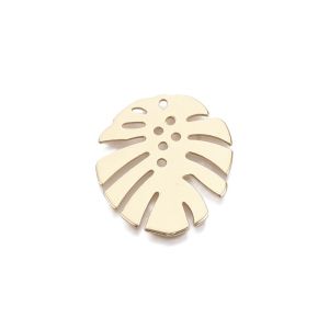 Metallimaskotti peikonlehti / monstera 28x24,5 mm kullattu 1 kpl