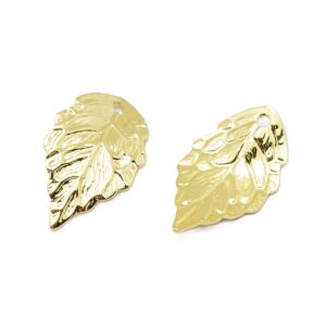 Metallimaskotti kaareva lehti 17,5x10mm 18k kullattua messinkiä 1 kpl