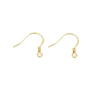 Avokorvakorukoukku pieni litteä+ kierrekoriste Vermeil 24k kullattua 925 sterlinghopeaa 15 mm 1 pr