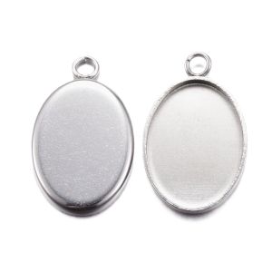 Riipuspohja / kapussipohja / kehys ovaali kuppi 13x18 mm 304 terästä 2 kpl