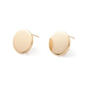Korvakorutappi litteä sileä pyöreä takasilmukalla 201/316 teräs 24k kullattu 12 mm 1 pr