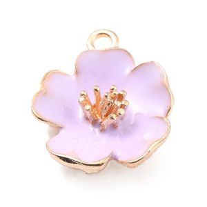 Metalliemalimaskotti hibiskus vaalea violetti /kulta 22x19,5x6 mm