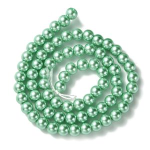 Pyöreä lasihelmi helmiäinen mintunvihreä 6 mm nauhassa