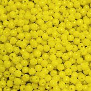 Pyöreä lasihelmi opaakki sitruunankeltainen 4 mm n. 50 kpl