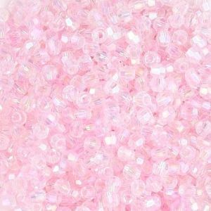 Särmikäs lasihelmi kaksoiskartio 4-4,5 mm värikäsitelty kylmä vaaleanpunainen AB n. 50 kpl
