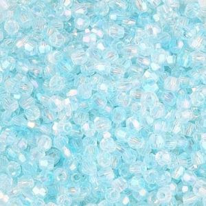 Särmikäs lasihelmi kaksoiskartio 4-4,5 mm värikäsitelty aqua AB n. 50 kpl