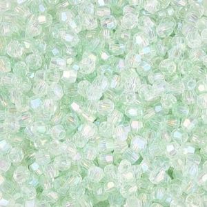 Särmikäs lasihelmi kaksoiskartio 4-4,5 mm  värikäsitelty peridootti AB n. 50 kpl