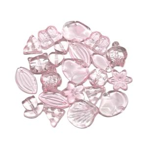 Lasihelmilajitelma kirkas/vaaleanpunainen n. 25 g