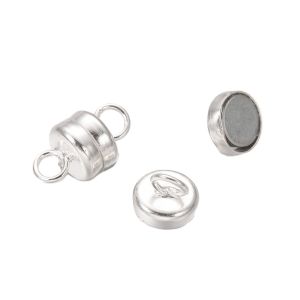 Magneettilukko kaareva tynnyri 6x11 mm hopeoitu 1 kpl