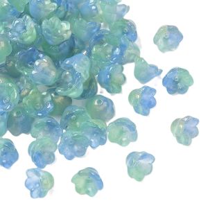 Kukka 8x12mm nuppu kirkas värikäsitelty golden blue green 10 kpl