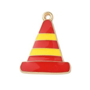Metalliemalimaskotti liikenteenohjaus kartio 25x20 mm punainen / oranssi / keltainen