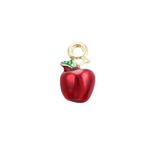 Metalliemalimaskotti 3D omena punainen / kulta 13x7,5x7 mm