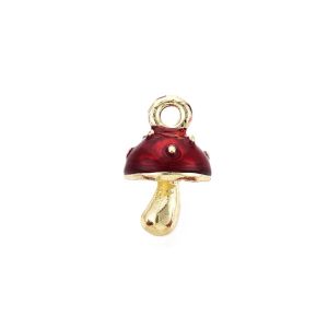 Metalliemalimaskotti 3D kärpässieni punainen / kulta 14x8,7x8 mm