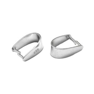 Riipuspidike puristettava piikeillä sileä  platinoitua 925 sterlinghopeaa 12x5 mm 1 kpl