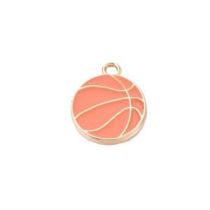Metalliemalimaskotti koripallo oranssi/ kulta 15x18 mm