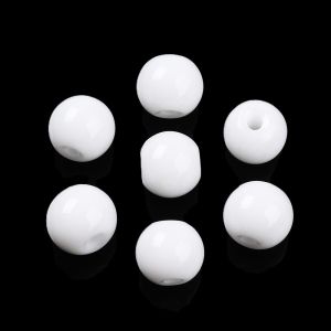 Pyöreähkö lasihelmi opaakki valkoinen 6 mm 30 kpl
