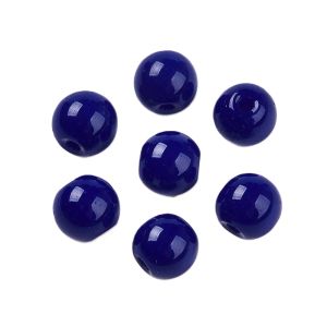 Pyöreähkö lasihelmi opaakki koboltti 6 mm 30 kpl