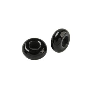 Isoreikäinen pieni kividonitsihelmi black stone n. 10x4,5 mm 1 kpl