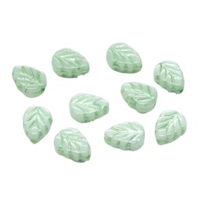 Lehti "mintun lehti" 10x8 mm opaakki vaalea mintunvihreä /metallivihreä 10 kpl