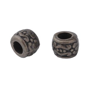 Metallihelmi antiikkimessinginvärinen ornamenttikuvioitu tynnyri 5,5x7,5 mm 10 kpl