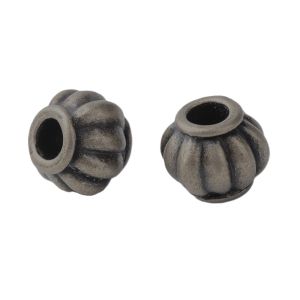 Metallihelmi antiikkimessinginvärinen uritettu melonihelmi 7,5x9 mm 5 kpl