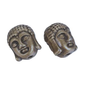 Metallihelmi 3D Buddha antiikkimessinginvärinen 11x9 mm 1 kpl