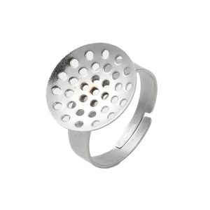 Sormuspohja 304 teräs teräksenvärinen säädettävä pyöreä 16 mm kiinteä reikäpohja