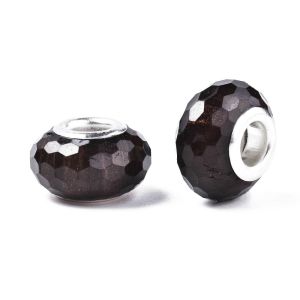 Isoreikäinen helmi resiini kirkas/mustanruskea 14x9 mm