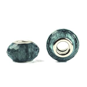 Isoreikäinen helmi resiini kirkas/turkoosi-harmaa 14x9 mm